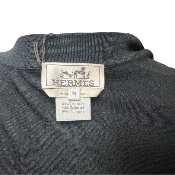 Hermes New 100% Cashmere Men's Black Full Button Cardigan Sweater EU Size Medium - Picture 4 of 8